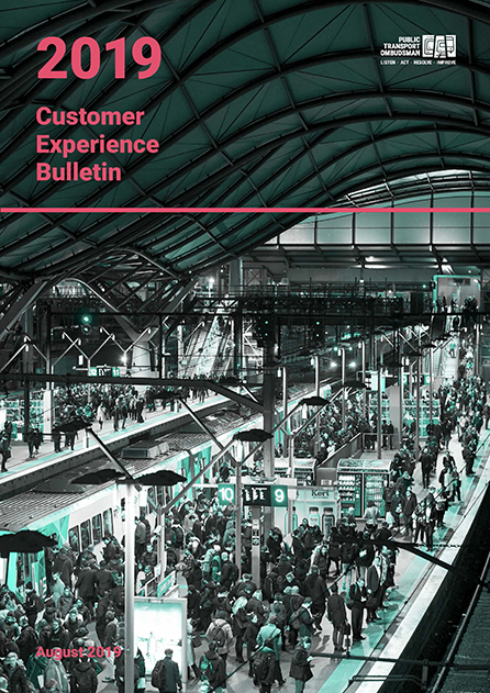 The 2019 PTO Customer Experience Bulletin shows people on a crowded platform at Southern Cross Station.