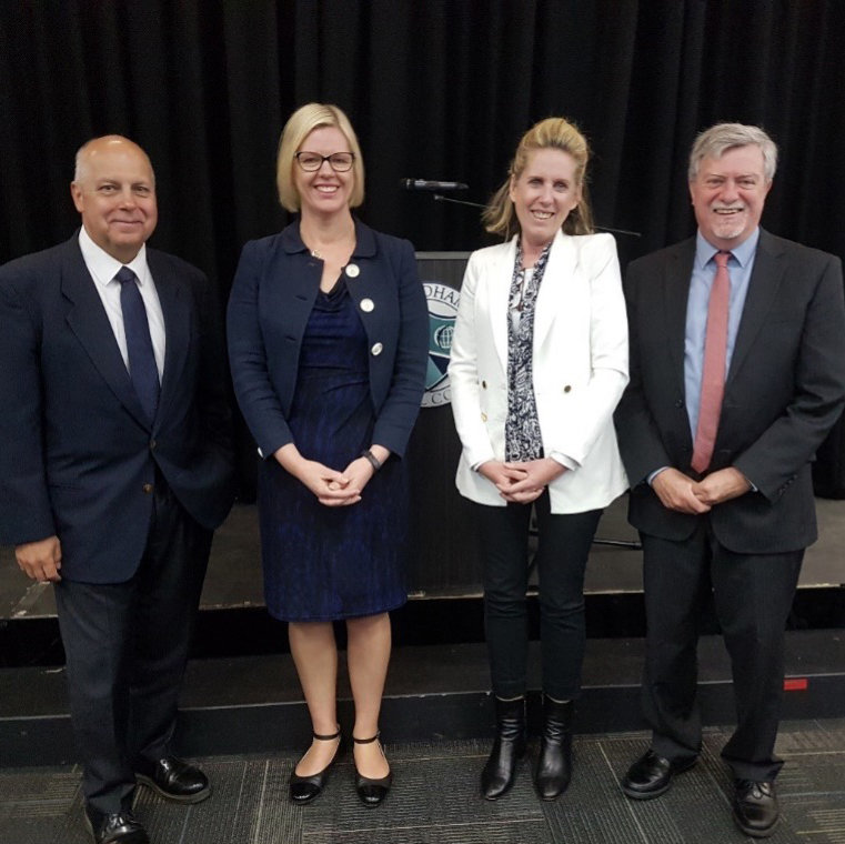 Victorian State Treasurer and Member for Werribee, Tim Pallas, CEO of Victorian Council of Social Service, Emma King, Public Transport Ombudsman, Treasure Jennings, and CEO WEstjustice Community Legal Centre, Professor Denis Nelthorpe at the funding announcement.